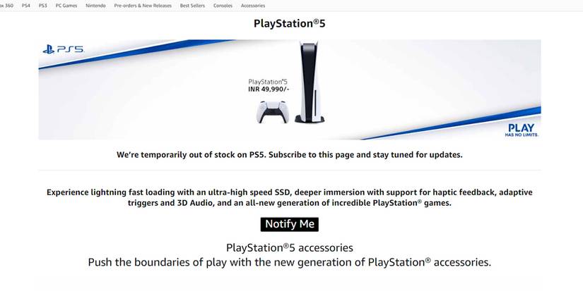 PS5 Not Available On Amazon