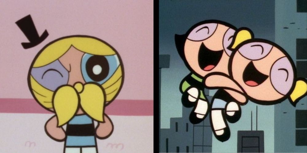 Powerpuff Girls Bubbles with Mustache and Bubbles with Buttercup