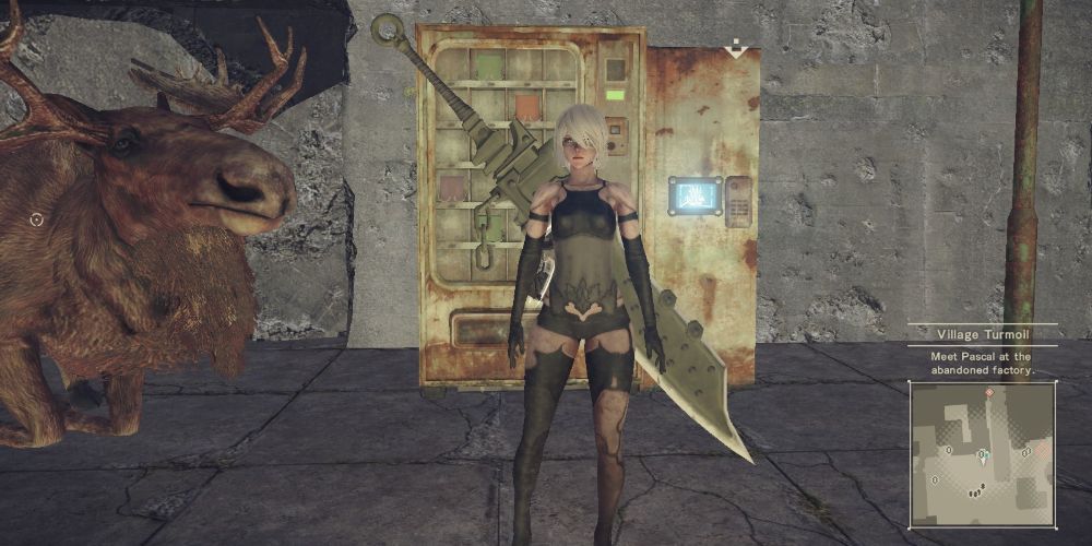 A2 at a Yorha Save Point In Nier: Automata