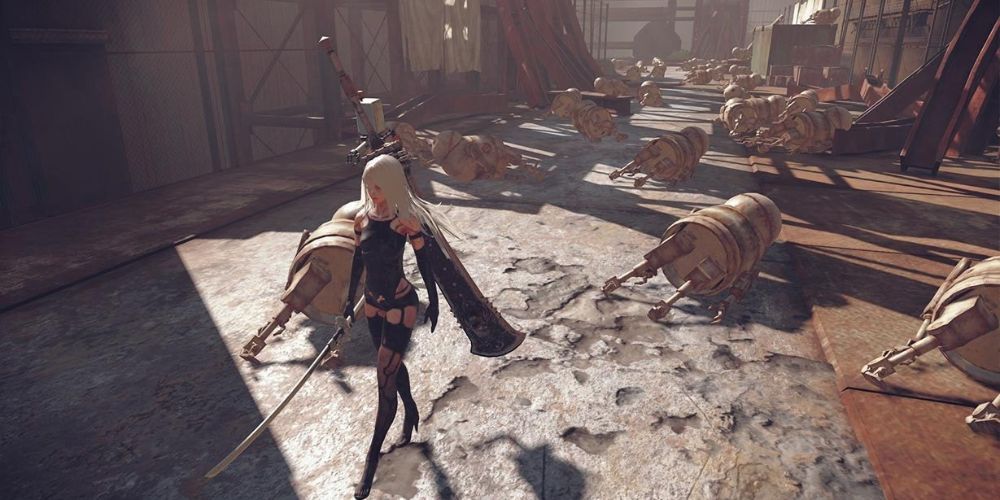 A2 And The Decimated Remains Of Her Enemies In Nier: Automata