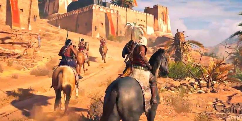 Asassin's Creed Origins In Front Of A Fort