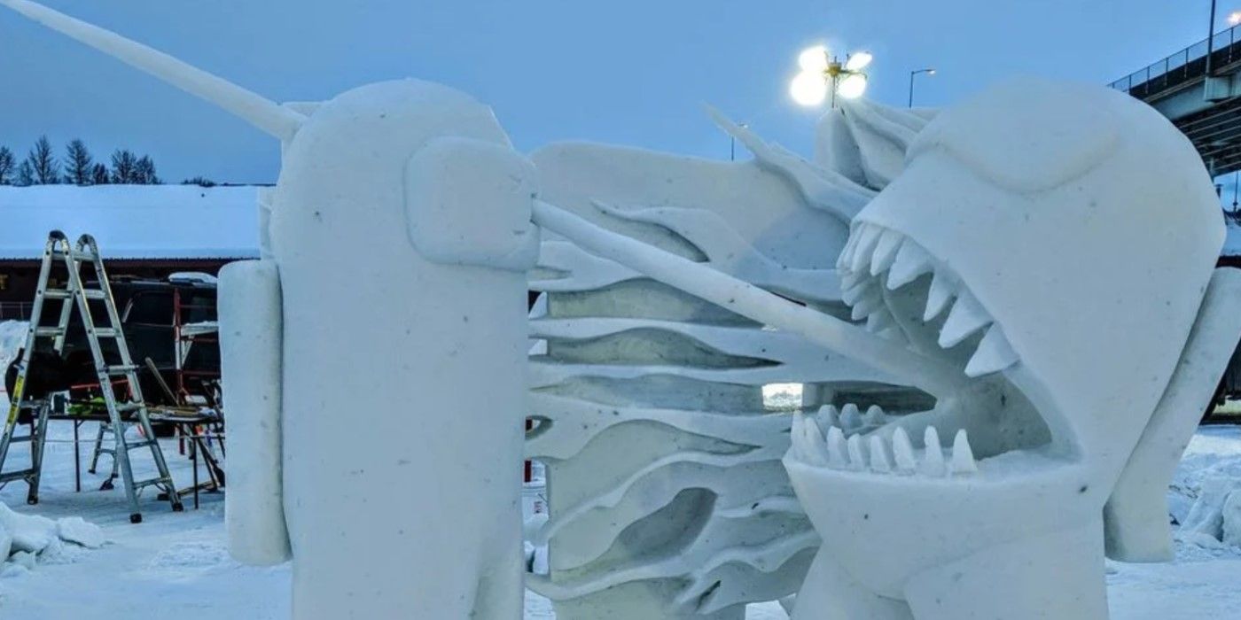 Among Us Impostor Snow Sculpture