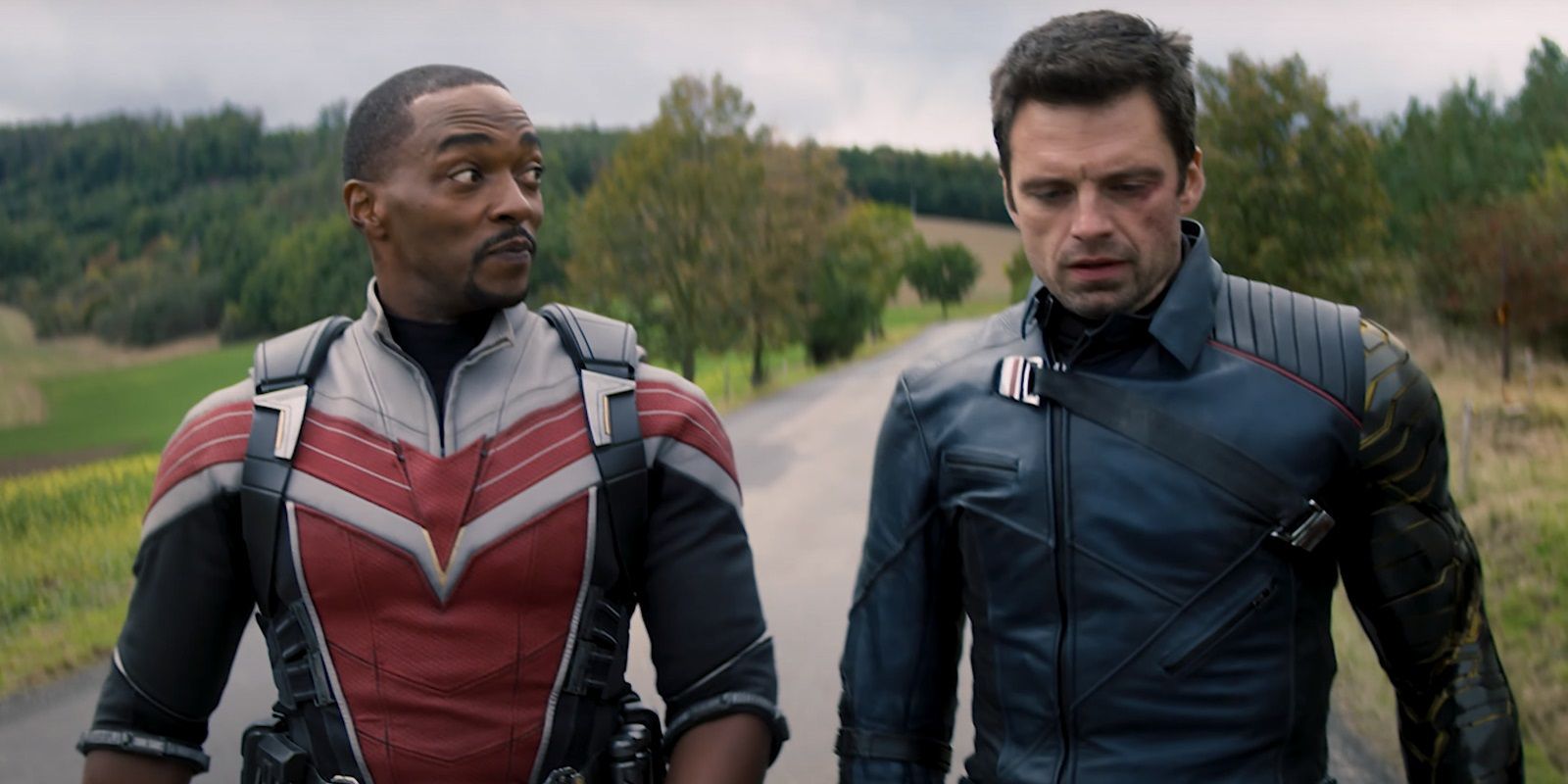 Anthony Mackie and Sebastian Stan as Sam and Bucky in The Falcon and the Winter Soldier