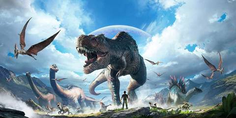 Ark Survival Evolved Poster With Dinosaurs and Flying Enemies