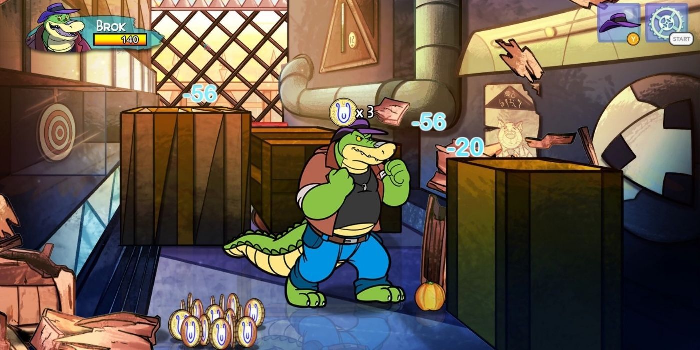 screenshot of anthropomorphic alligator in 2D game