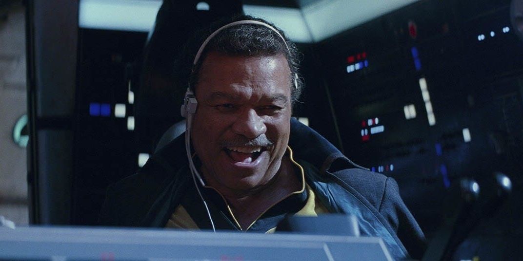 Billy Dee Williams as Lando Calrissian on the Millennium Falcon in The Rise of Skywalker