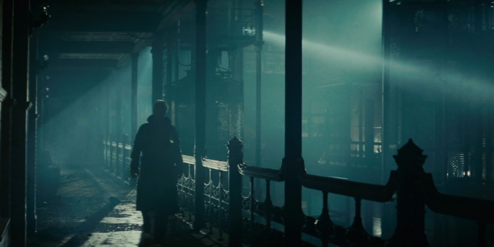 Deckard explores the city in Blade Runner