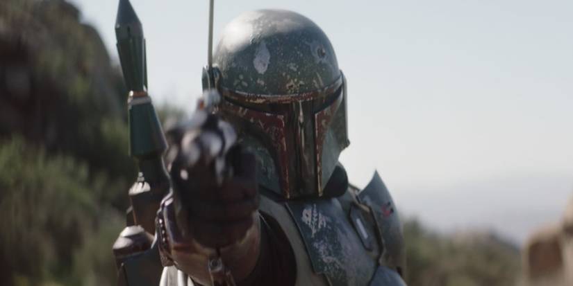 Boba Fett shooting Stormtroopers in The Mandalorian (star wars)