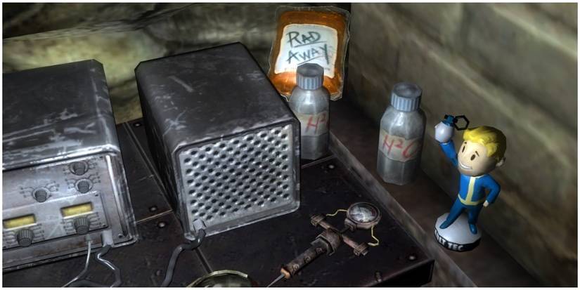 The explosives bobblehead located next to a radio