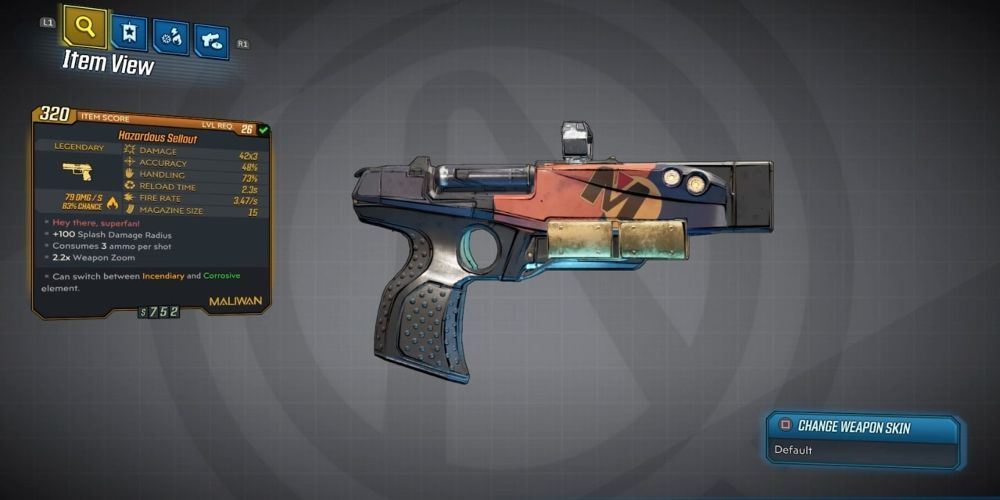 The Hazardous Sellout Is A Pistol In Borderlands 3 That Talks To The Player.