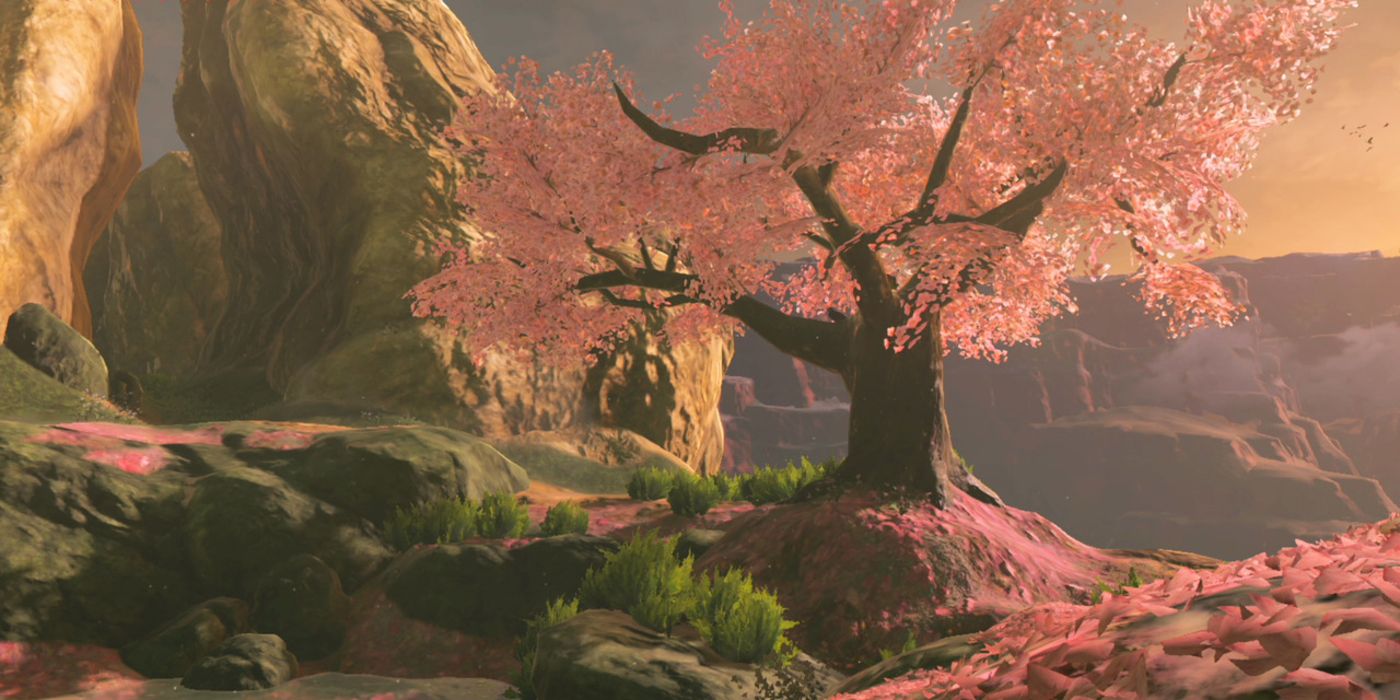 Legend of Zelda Breath of the Wild Satori Mountain Pink Blossom Tree