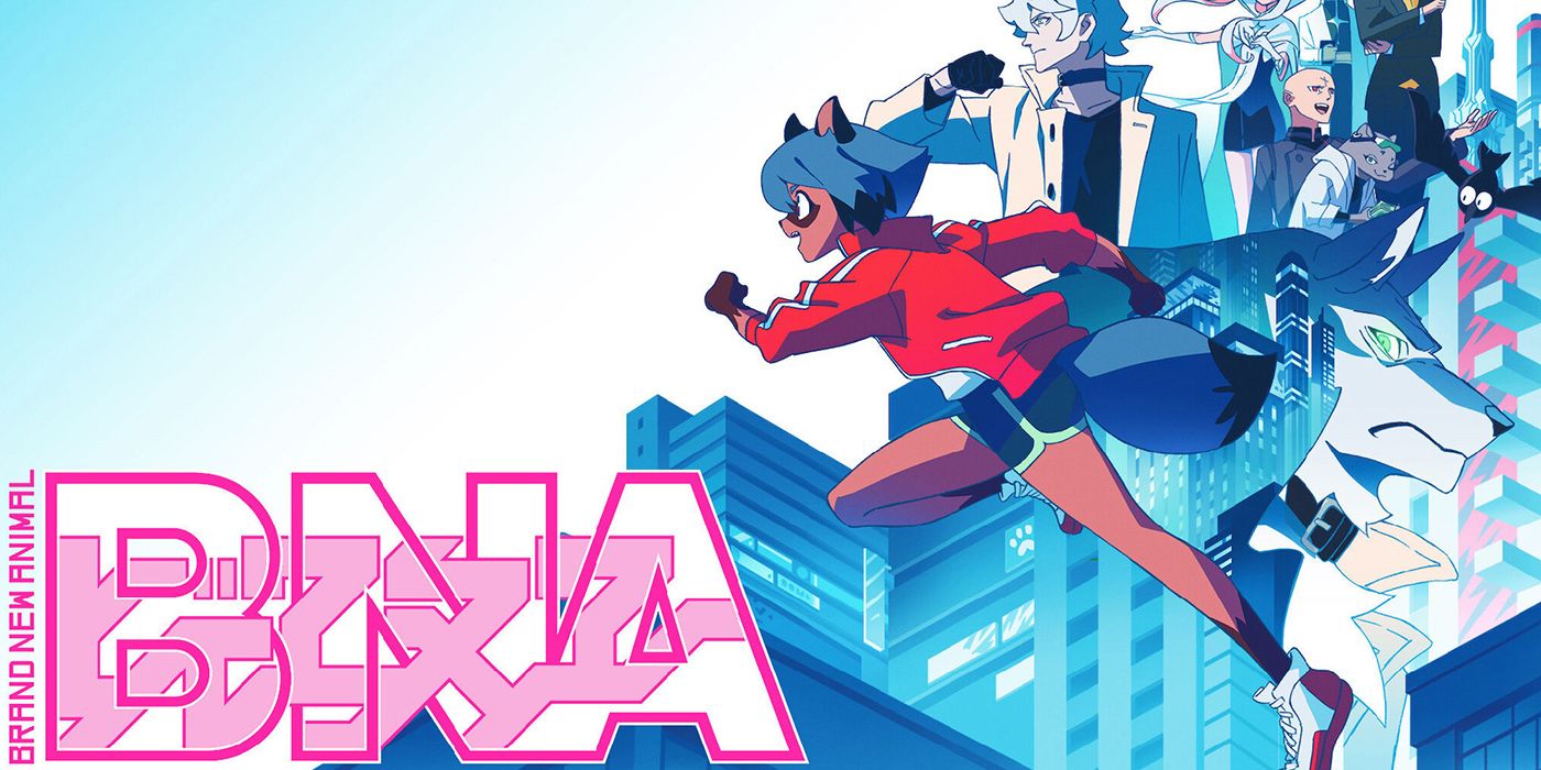 Совершенно новое аниме - постер BNA, демонстрирующий, как главные актеры бегут справа налево