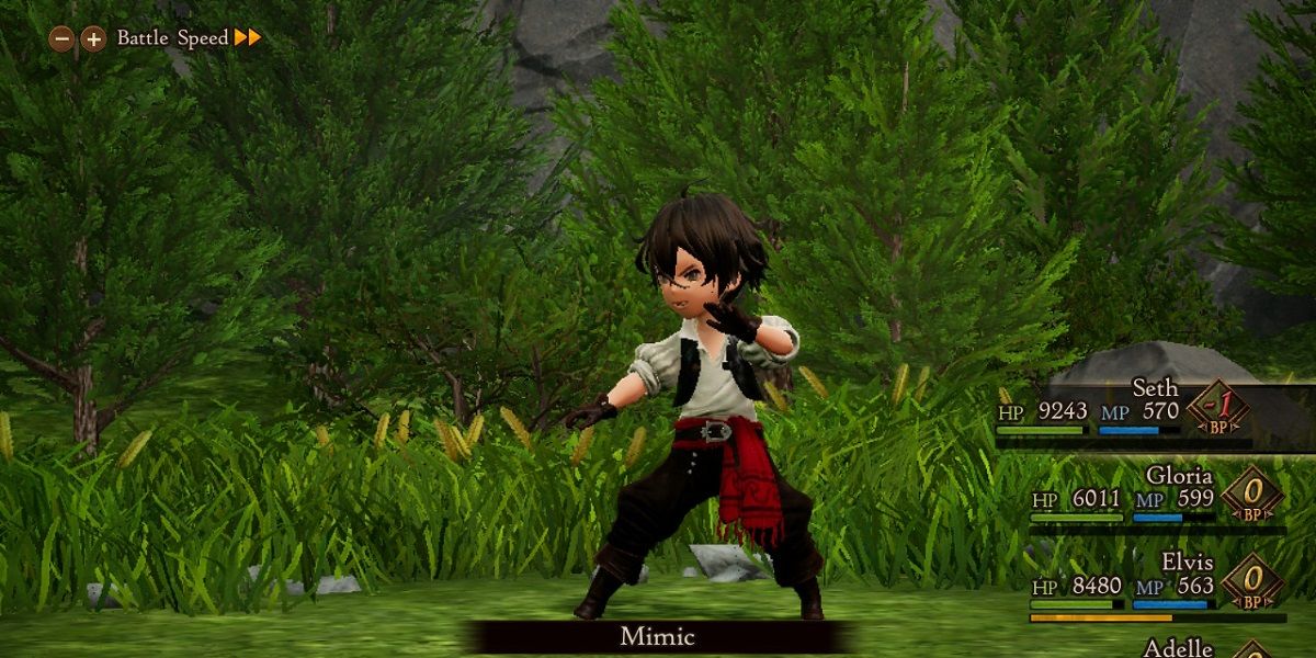 Seth as a Freelancer using Mimic in Bravely Default 2