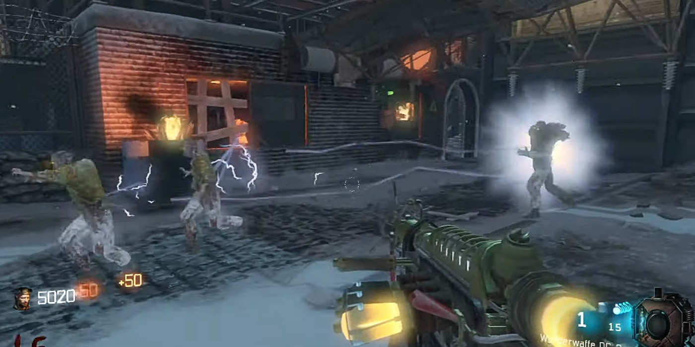 Call of Duty Wunderwaffe zapping line of zombies
