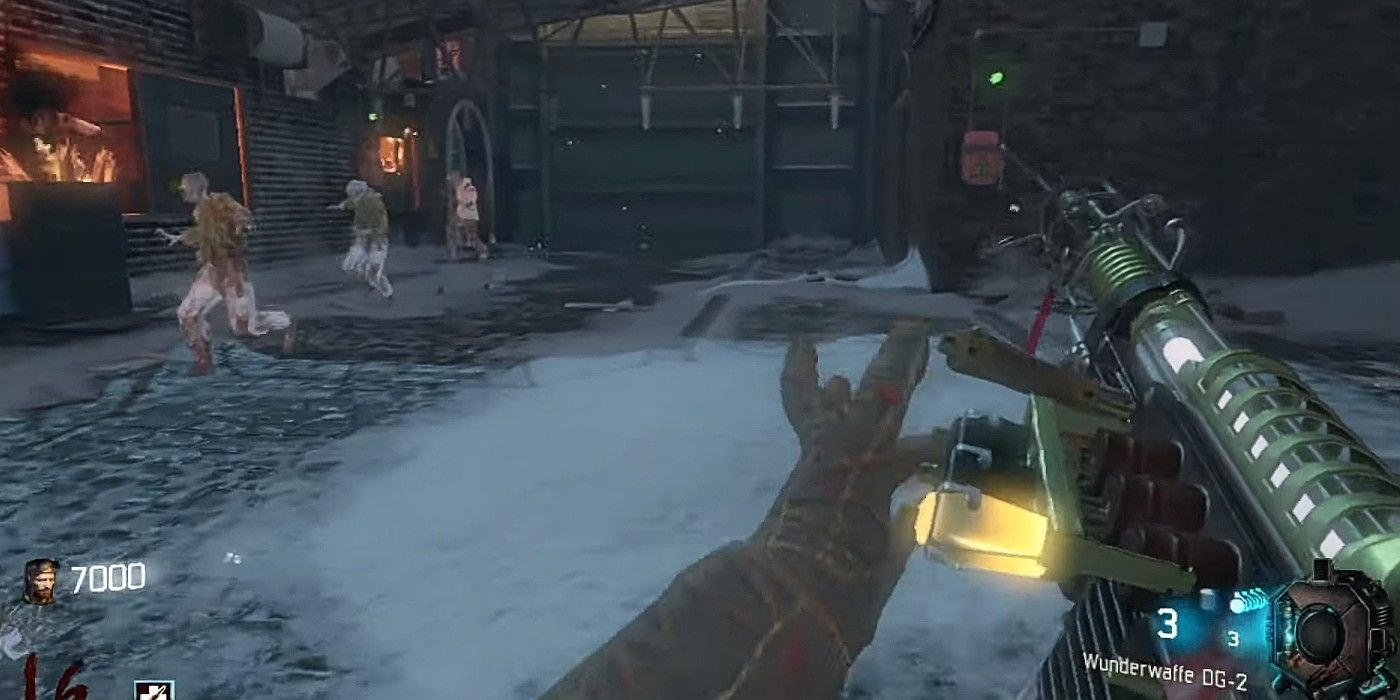 Call of Duty Wunderwaffe Reloading with zombies running nearby