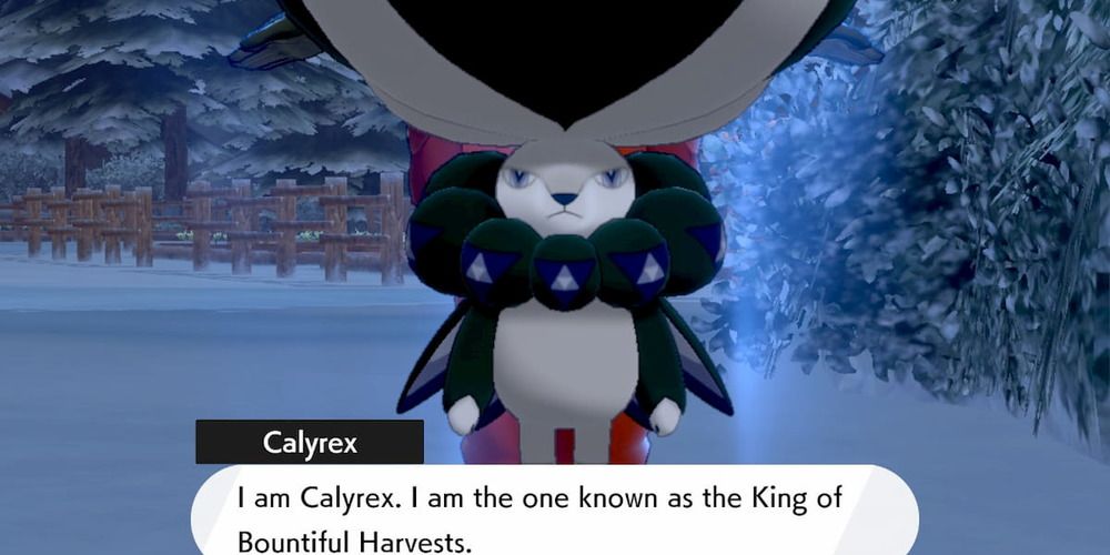 Calyrex talking to the player in Pokemon Sword and Shield