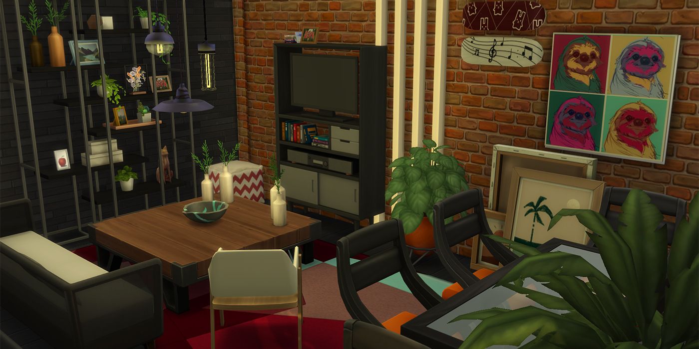 Красочная современная квартира-гостиная Sims 4 Сборка