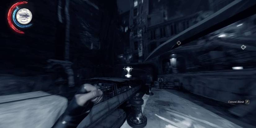 Corvo uses Blink to traverse a level in Dishonored 2