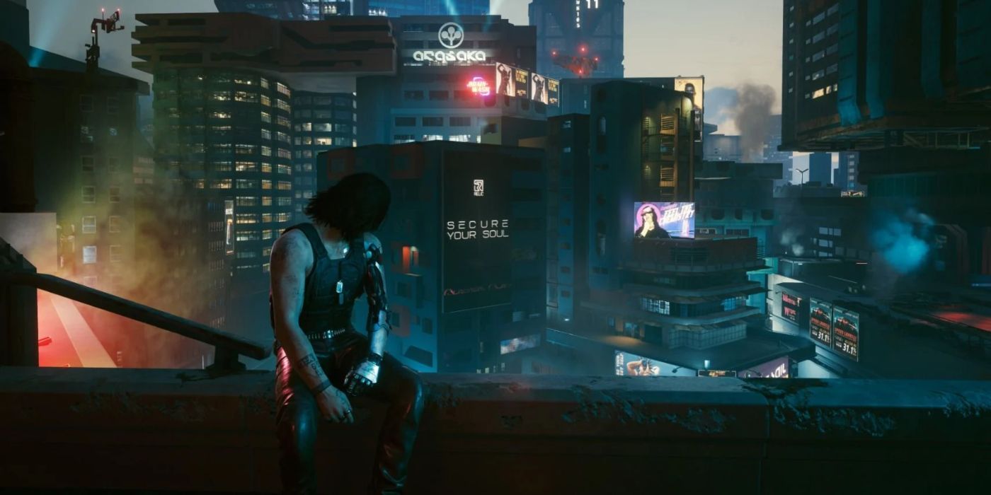 Cyberpunk 2077 Screenshot Of Johnny On Roof