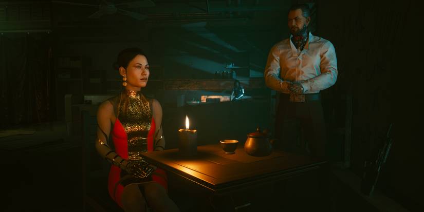 Cyberpunk 2077 Screenshot Of Takemura Standing By Hanako