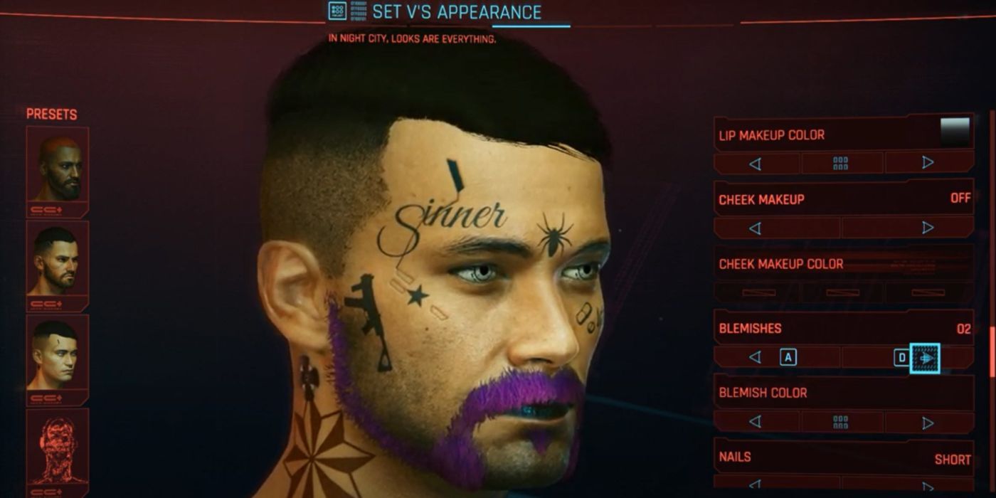 Cyberpunk 2077 Character Creation Screen V With Face Tattoos