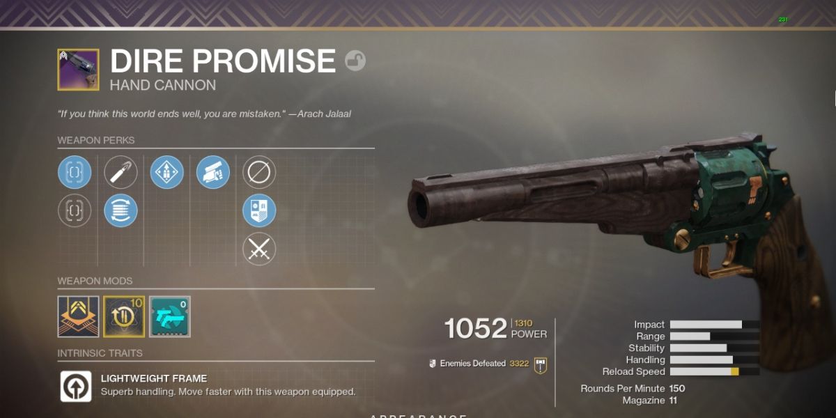 Destiny 2 Dire Promise Hand Cannon