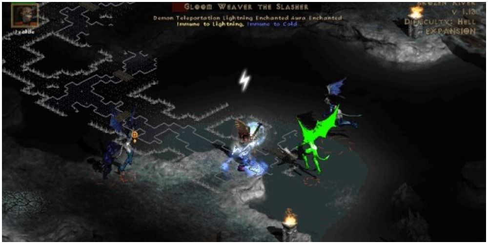 Diablo 2 Fighting Against A Gloom Weaver With Lightning Enchantment