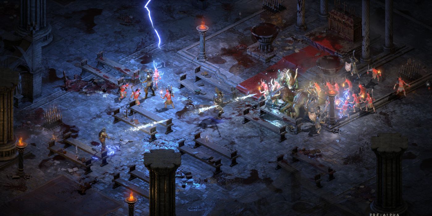 Diablo 2 Resurrected Magic Combat In The Cathedral