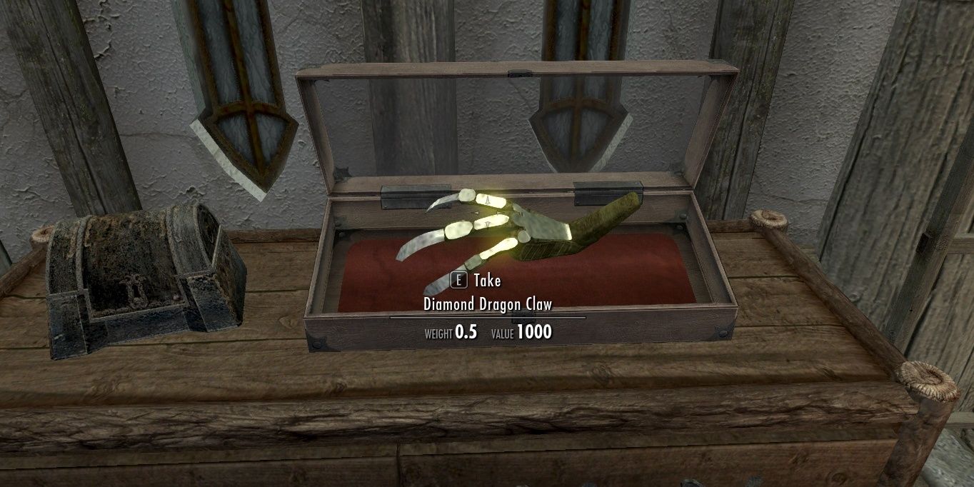 Diamond Dragon Claw In Display Case From The Elder Scrolls V Skyrim