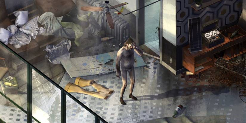 The detective waking up in Disco Elysium