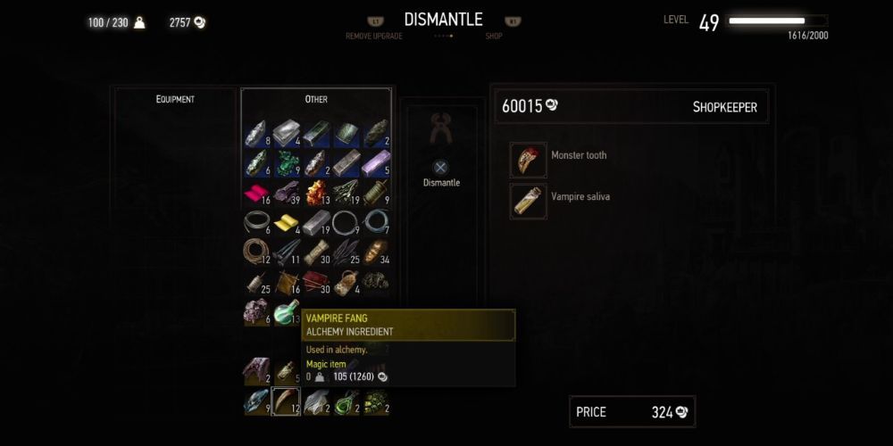 Dismantle Witcher 3 Crafting Components Secrets Trivia Geralt