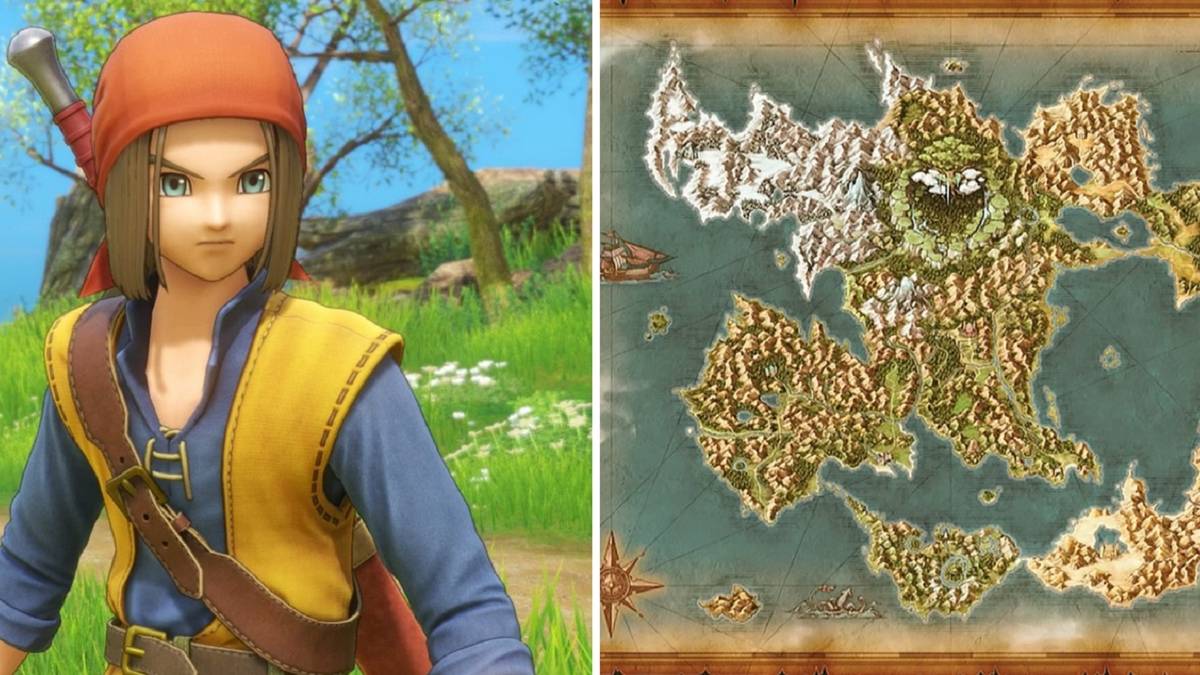 Dragon Quest 11 split image Hero Word Map
