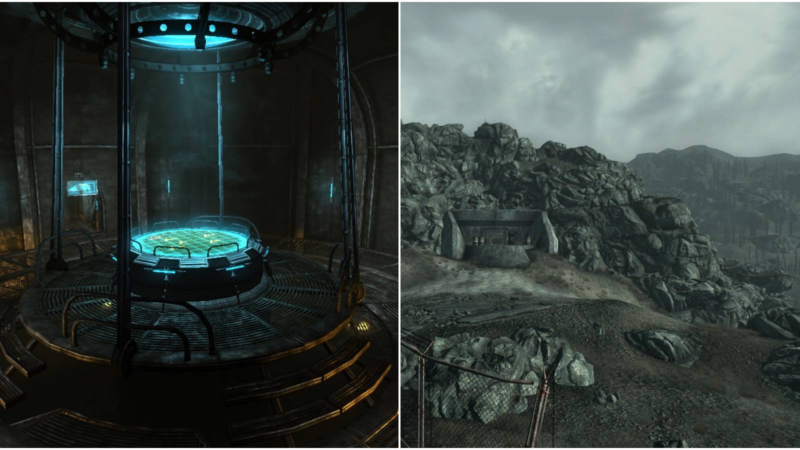 The inside of Raven Rock as well as the main entrance for the base