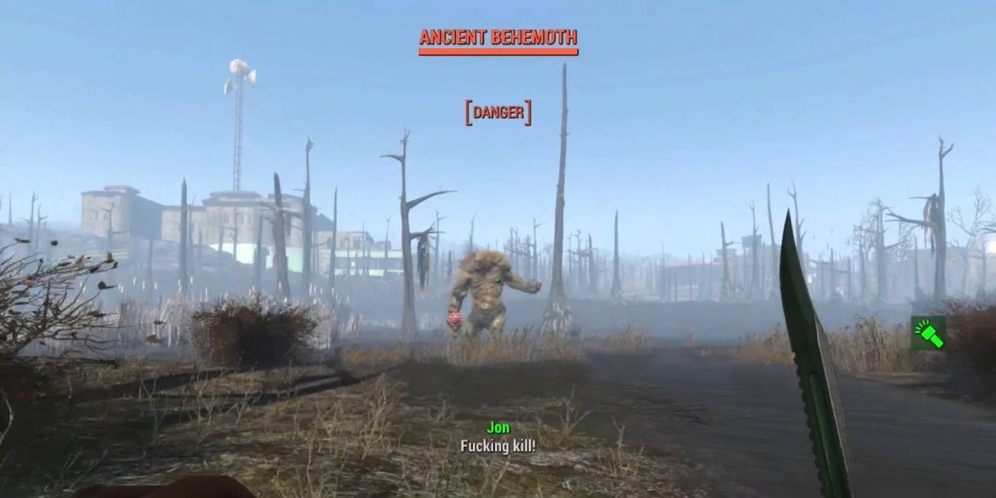 Fallout 4 Fighting Ancient Behemoth With Knife