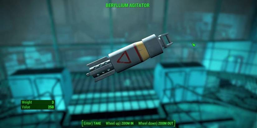 The beryllium agitator being picked up in Fallout 4