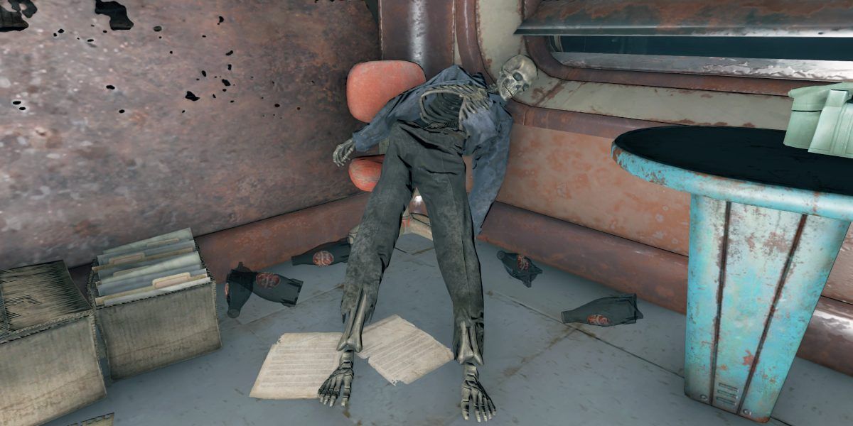 The skeletal remains of Jack Rockford from Fallout 4