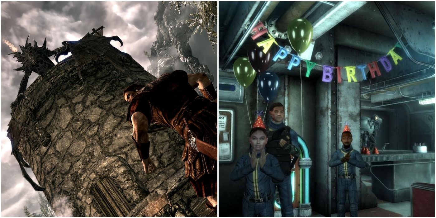 (Left) Helgen dragon (Right) Fallout 3 birthday