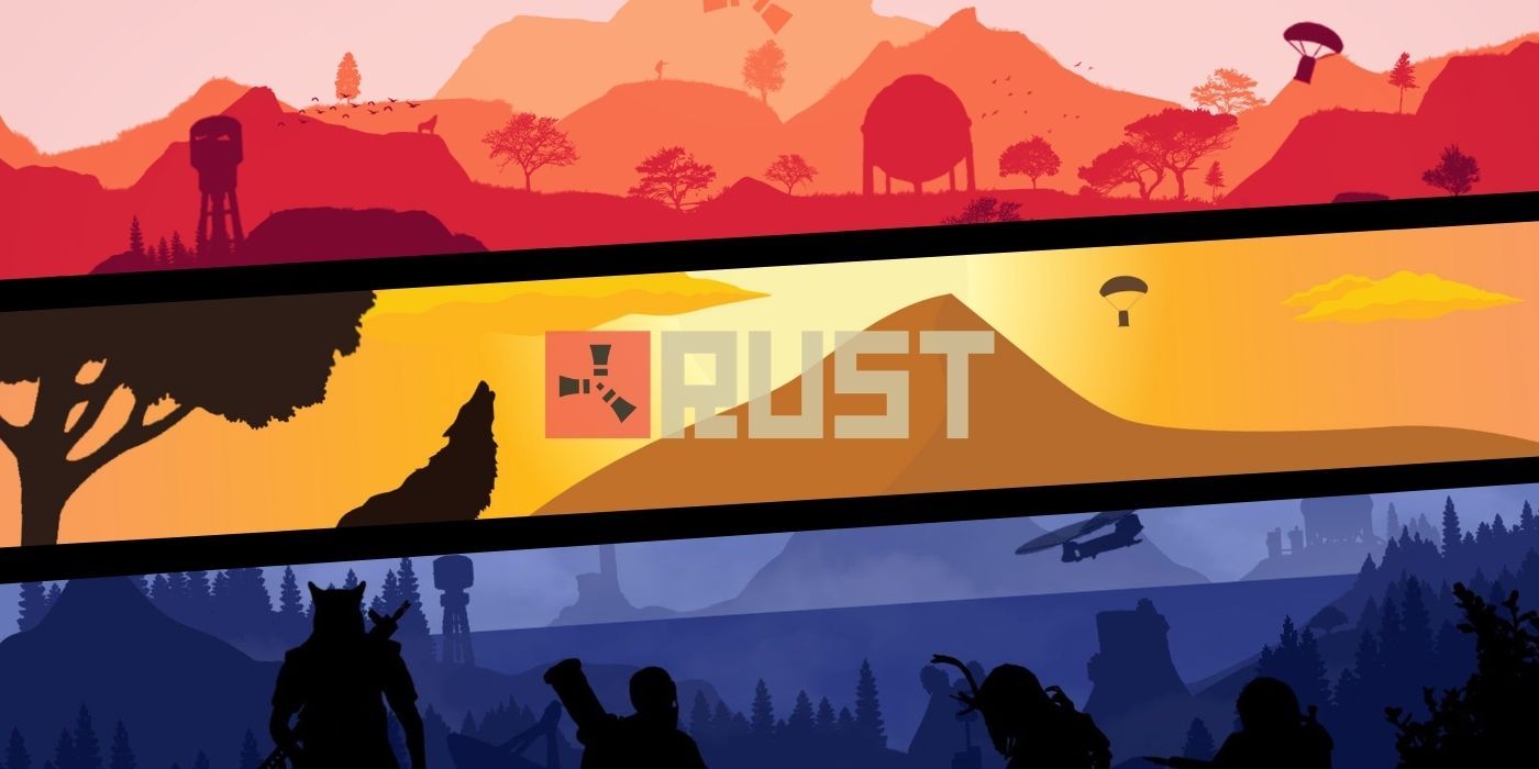 Rust Wallpapers Collage with 'Rust' Logo