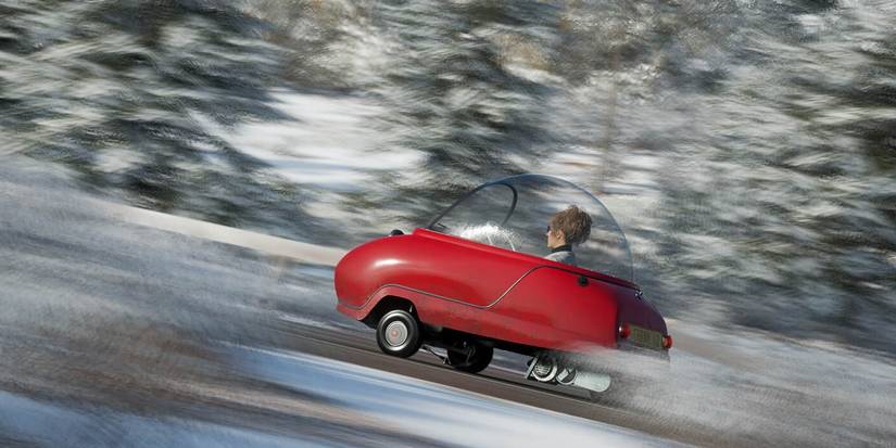 Forza Horizon 4 Peel Trident uphill side view in winter