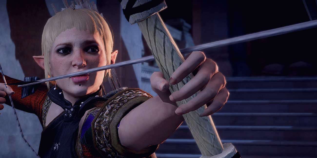 Sera aims her bow in Dragon Age: Inquisition