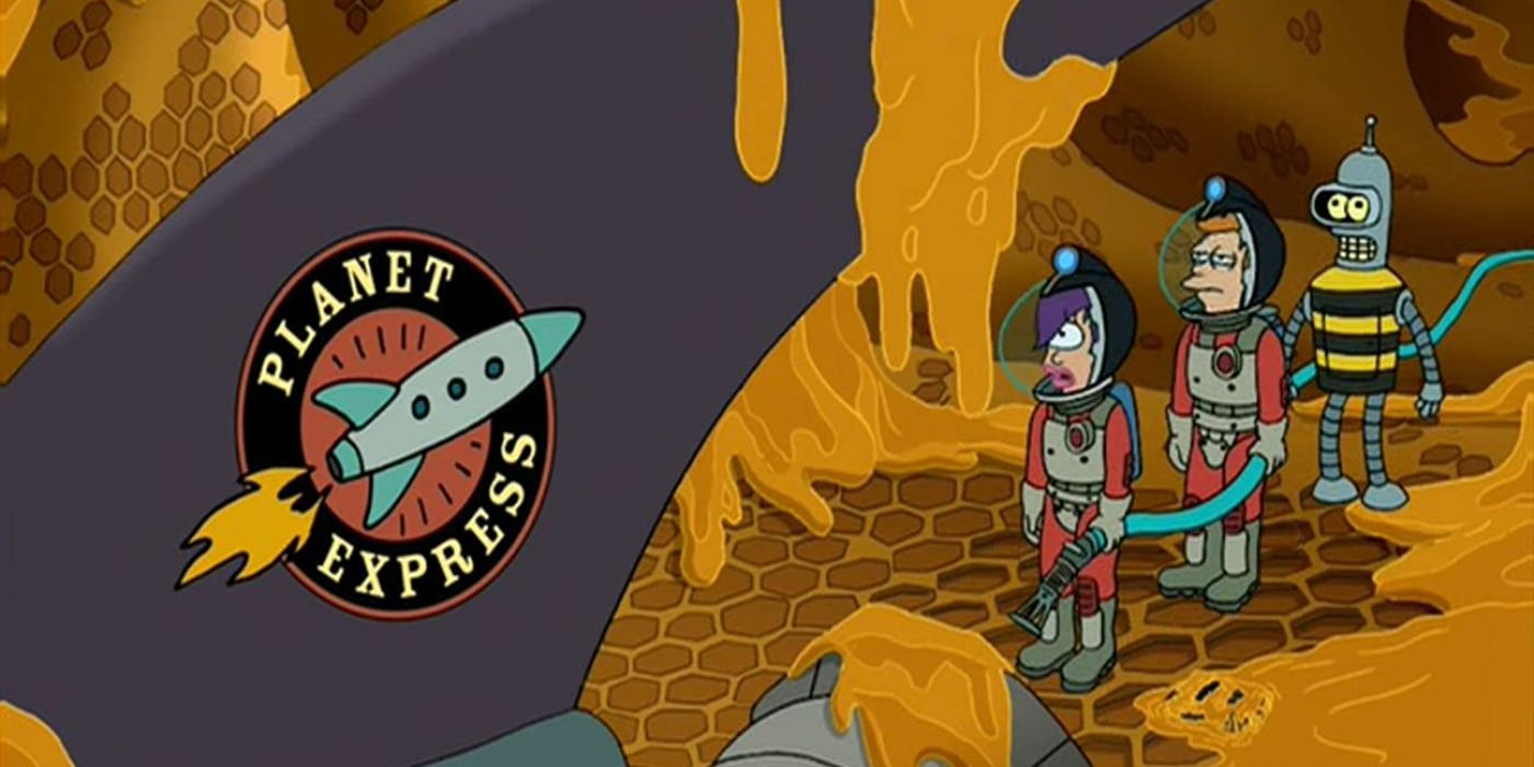 Futurama Screenshot of The Planet Express Ship Covered In Honey