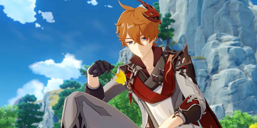 Genshin Impact Childe Holding Flower