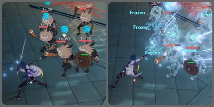 Kaya Freezing Enemies in Genshin Impact