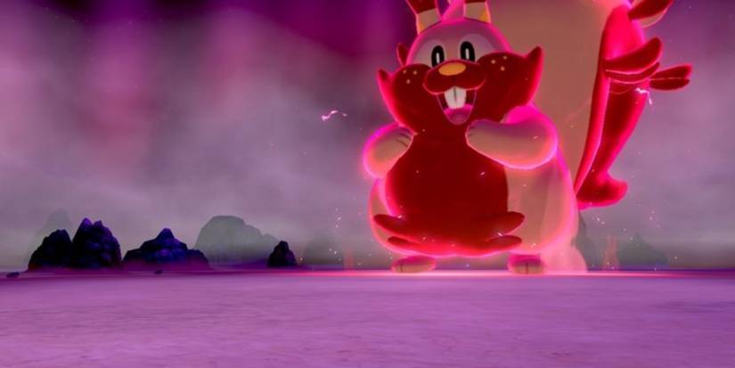 Dynamax Greedent in the Dyna Tree Hill Raid Den Pokemon Sword Shield