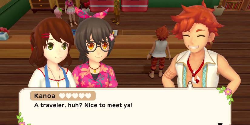 Harvest Moon Female Player with Ahina and Kanoa in Cafe