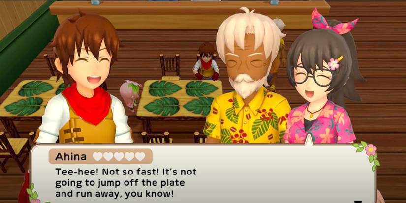 Harvest Moon Player with Ahina and Holokai all smiling