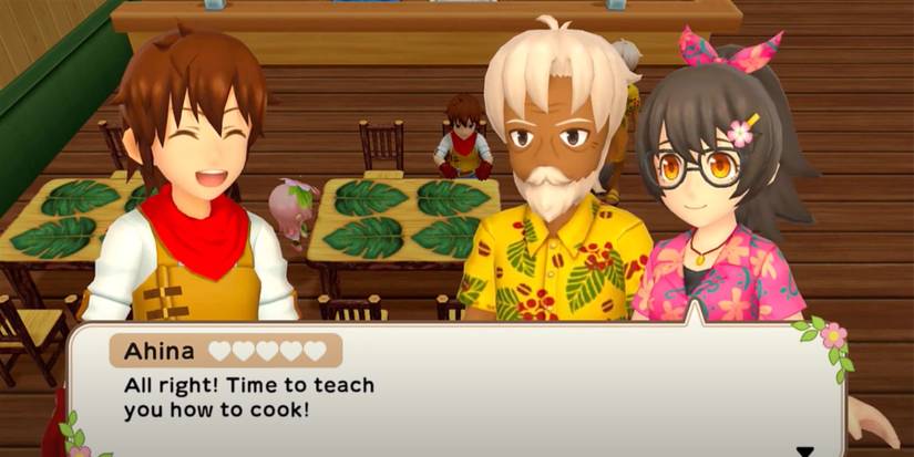 Harvest Moon Player with Ahina and Holokai in Cafe