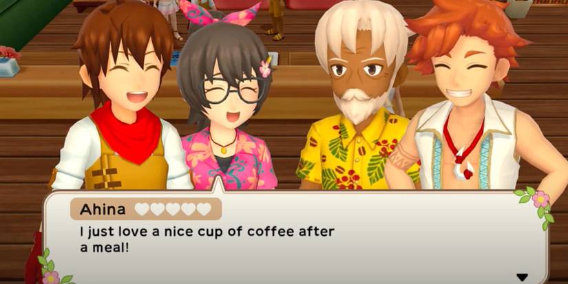 Harvest Moon Player with Ahina, Holokai and Kanoa in Cafe