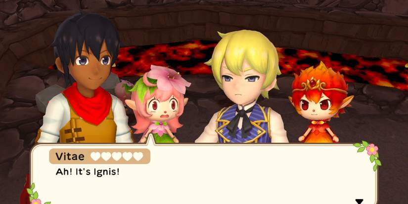 Harvest Moon Player with Tristan in Lava Cave with two Fairies
