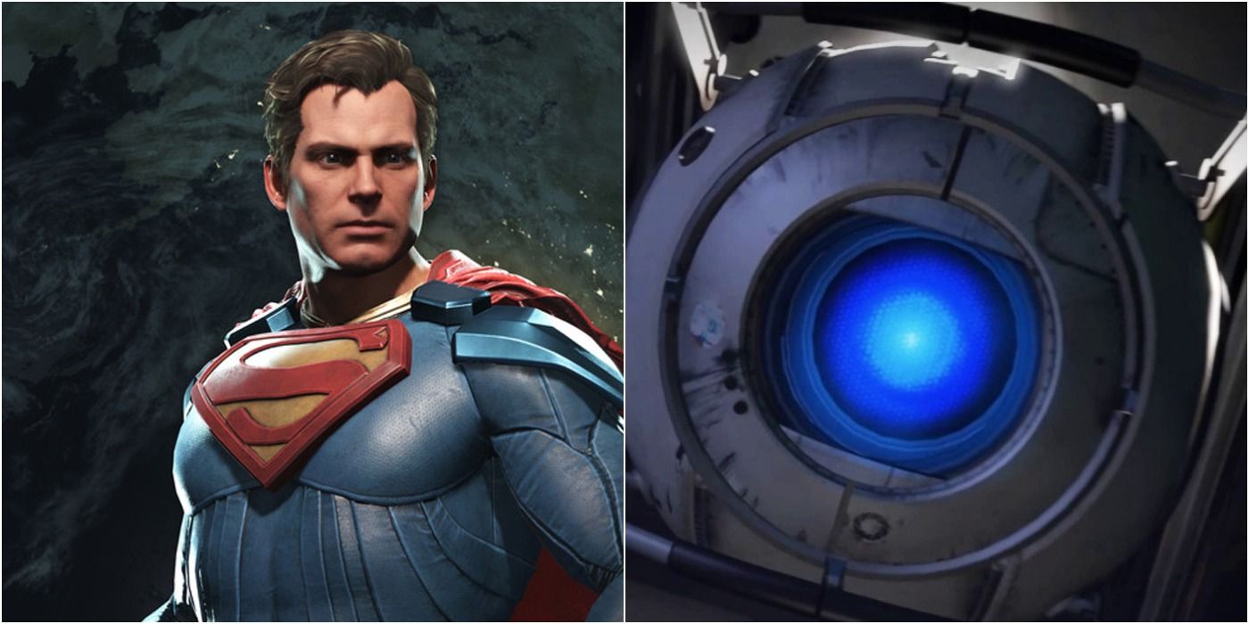 Split Featured Image With Superman From Injustice and Wheatley From Portal 2
